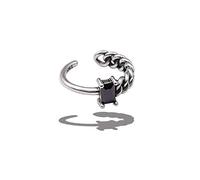 NHYHEHMR Bague en avec Bague en 925 Han, Bague D'Ouverture Asymétrique Marée Index, Bague en agate noire, Ouverture réglable
