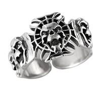 NHYHEHMR Bague Rétro de Style Chinois S925 Bague en de Style Vintage Fantôme Roi Crâne Bague Unisexe Réglable de ModeAnneau de crâne du roi fantôme