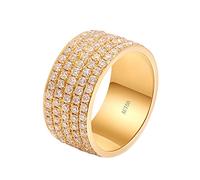 NHYHEHMR Bagues de fiançailles et mariage, anneaux de diamant large jaune pour le mariage des hommes