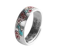 NHYHEHMR Bagues ouvertes réglables pour femme - Style vintage - Fleurs de prune bleu brûlé - Bijoux pour promesse d'éternité, dîner, fête, mariage - Cadeau, A