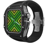 NHYHEHMR Band élastique kit de modernisation en fibre de carbone avec fermoir , pour 7 8 45 mm, sangle fluororubber cantonnette de protection militaire en métal , pour iwatch 6 5 4 se accessoires