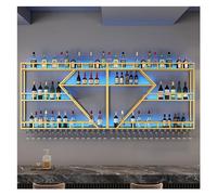 NHYHEHMR Bar Industriel Rack à vin Mural avec lumière LED, étagères à Barres flottantes avec Porte-Verre à vin, étagère d'affichage de Bouteille d'alcool, Supports de Rangement à vin en métal pour