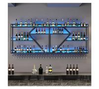 NHYHEHMR Bar Industriel Rack à vin Mural avec lumière LED, étagères à Barres flottantes avec Porte-Verre à vin, étagère d'affichage de Bouteille d'alcool, Supports de Rangement à vin en métal pour