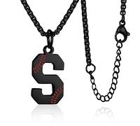 NHYHEHMR Baseball Initial for Boys Baseball A-Z Letter Charm Pendant Stainless Steel Chain 22+2 inch Personalized Baseball Gift for Men Women Girls
