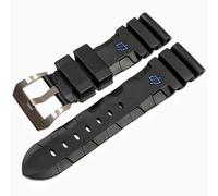 NHYHEHMR Bouchonnette de montre en silicone étanche Silicone Coup de broche de montre pour le panoramique PAM441 359 Boucle noire-noir 26 mm/boucle en argent orange / 26 mm