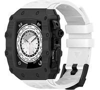 NHYHEHMR Carbon Fiber Watch Case,For Band 8 7 45mm Fluorine Rubber rm mod kit Strap Frame Bezel Modification Set,For iWatch 6 5 4 SE 44mm