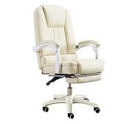 NHYHEHMR Chaise de Boss Ergonomique Chaise de Bureau de Jeu inclinable avec reproche à la Pure Blanc de Pivot en Cuir PU en Cuir pour Confort Chaise de Bureau d'ordinateur réglable à Hauteur réglable