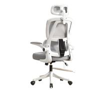 NHYHEHMR Chaise de Jeu Ergonomique avec Support de Support de Support réglable Tilt & Swivel Mesh Office Chaise Confortable Flip Up Accoulsines Criss Cross Wheels for Home & Work (White)