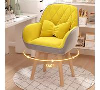 NHYHEHMR Chaise de vanité pivotante de Style Mid Century Moderne pour Le Travail du Bureau à Domicile et Maquillage en Cuir Confortable Fauteuil (colorier de Haricot à 360 °)
