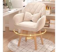 NHYHEHMR Chaise de vanité pivotante de Style Mid Century Moderne pour Le Travail du Bureau à Domicile et Maquillage en Cuir Confortable Fauteuil (colorier de Haricot à 360 °)