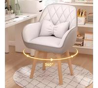 NHYHEHMR Chaise de vanité pivotante de Style Mid Century Moderne pour Le Travail du Bureau à Domicile et Maquillage en Cuir Confortable Fauteuil (colorier de Haricot à 360 °)