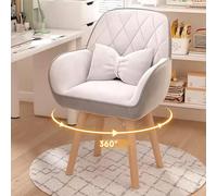 NHYHEHMR Chaise de vanité pivotante de Style Mid Century Moderne pour Le Travail du Bureau à Domicile et Maquillage en Cuir Confortable Fauteuil (colorier de Haricot à 360 °)