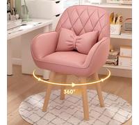 NHYHEHMR Chaise de vanité pivotante de Style Mid Century Moderne pour Le Travail du Bureau à Domicile et Maquillage en Cuir Confortable Fauteuil (colorier de Haricot à 360 °)