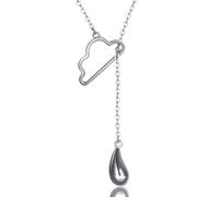 NHYHEHMR Cloud Water Drop Tassel Crystal Pendant Necklace Collares For Women Fine Jewelry