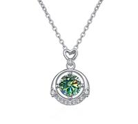 NHYHEHMR Collier avec pendentif en moissanite bleu rose jaune 1 carat couleur D VVS1 pour femme en argent sterling S925 - Cadeau de fiançailles, de Saint-Valentin, d'anniversaire avec certificat