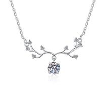 NHYHEHMR Collier avec pendentif en moissanite de 1 carat de style simple pour femme - Coupe ronde - Couleur D VVS1 - Argent sterling 925 - Parfait pour un usage quotidien, une fête, un mariage