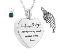 NHYHEHMR Collier de cendres pour le cœur des femmes, le collier de gemme épouse en acier inoxydable toujours dans mon esprit ... pour les hommes avec un kit et un sac en entonnoir