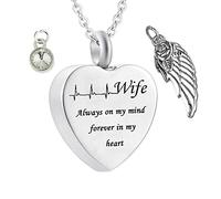 NHYHEHMR Collier de cendres pour le cœur des femmes, le collier de gemme épouse en acier inoxydable toujours dans mon esprit ... pour les hommes avec un kit et un sac en entonnoir