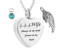 NHYHEHMR Collier de cendres pour le cœur des femmes, le collier de gemme épouse en acier inoxydable toujours dans mon esprit ... pour les hommes avec un kit et un sac en entonnoir