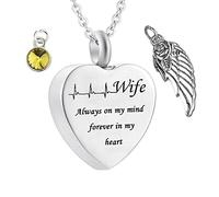 NHYHEHMR Collier de cendres pour le cœur des femmes, le collier de gemme épouse en acier inoxydable toujours dans mon esprit ... pour les hommes avec un kit et un sac en entonnoir