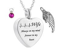 NHYHEHMR Collier de cendres pour le cœur des femmes, le collier de gemme épouse en acier inoxydable toujours dans mon esprit ... pour les hommes avec un kit et un sac en entonnoir