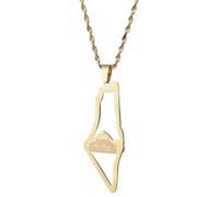 NHYHEHMR Collier de Palestine Products pour hommes, Collier Israël Palestine pour femmes, Palestine Map Collier Pendant Country Geography Chain