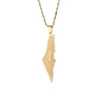 NHYHEHMR Collier de Palestine Products pour hommes, Collier Israël Palestine pour femmes, Palestine Map Collier Pendant Country Geography Chain