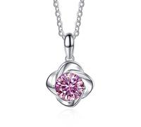 NHYHEHMR Collier en argent sterling 925 avec diamant moissanite 1 ct avec couleur D VVS1 - Pendentif diamant jaune/bleu/rose - Cadeau pour maman et fille avec certificat