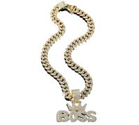 NHYHEHMR Collier pendentif hommes chaîne femme bijoux hip hop exagéré la lettre de la couronne boss pendentif de nuit pendante