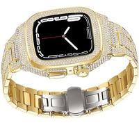 NHYHEHMR Diamond Watch Case+Metal Watch Strap Modification Kit for 8 7 6 5 4 SE, Fashion Business Band for Lady Women Girls,For Iwatch Series 44mm 45mm