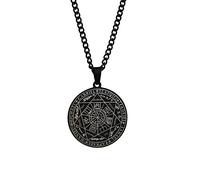 NHYHEHMR Écriture religieuse sept anges scellant tag rune pendante en acier inoxydable rond