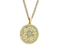 NHYHEHMR Écriture religieuse sept anges scellant tag rune pendante en acier inoxydable rond