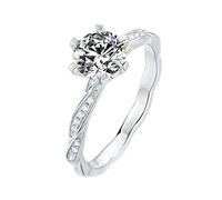 NHYHEHMR Engagement Rings for Women, 925 Rings for Women Moissanite Ring Band Classic Twisted 6 Prong Round 1ct