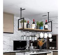 NHYHEHMR Équipement à vin de Bar/Porte-vin Plafonnage Plafond monté à vin à vin en métal Métal Métalle Bouteille de vin/Porte-Verre en Verre Suspendu/Porte-vin Home Kitchen Decor Shelf (Taille: