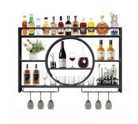 NHYHEHMR Étagère à barreau à vin Mural avec Porte-vin à vin, étagère de vin en Fer, étagères à Barres flottantes, étagère d'affichage de Bouteille d'alcool, Supports de Rangement Suspendus, Porte-vin