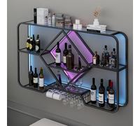 NHYHEHMR Étagère d'affichage de Bouteille à vin Mural avec Rack de gobelet Suspendu pour Rangement de Bar à Domicile élégant