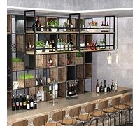 NHYHEHMR Étagère de Plafond - Rack de vin Suspendu à 2 Niveaux, Porte-Rack de Rangement en Bois Massif en métal Suspendu, Porte-Bouteille à vin décoratif, Porte d'affichage Multifonctionnel à Support