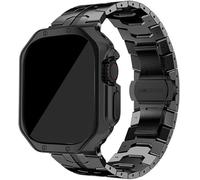 NHYHEHMR Étui de montre en acier inoxydable massif et sangle de montre , pour ultra 49 mm 8 7 6 5 4 SE 45 mm 41 mm 44 mm 40 mm Metal Butterfly Closurecover , pour iWatch 3 2 1 42mm