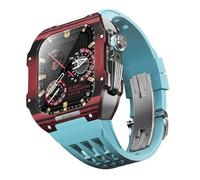 NHYHEHMR Fluororubber Watch Band andcarbon Fibre Case Mod Kit , pour le 8/7/6/5/4 Série Série STRAPE STRAPE DE REMPLACE