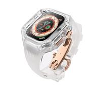 NHYHEHMR Fluororubber Watch Band Clear Watch Cases Modified Modified Kit , for Series Ultra 8 7 6 5 4 SE , SILICONE BRODE CAS DE MOD TRAPPARET , pour 49 mm 45 mm 44 mm