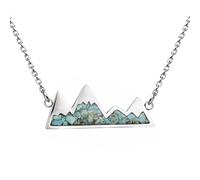 NHYHEHMR Gemstone Mountain for Women Turquoise Malachite Tumbled Chips Stone Pendant Dainty Snowy Mountain Range for Women Girls Nature Jewelry Gift