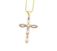 NHYHEHMR Girls Accessories Religious Cross Pendant Necklace for Women, Plated Jewelry with Marquise and Round Cut CZ Stones necklace