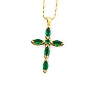 NHYHEHMR Girls Accessories Religious Cross Pendant Necklace for Women, Plated Jewelry with Marquise and Round Cut CZ Stones necklace