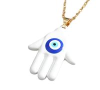 NHYHEHMR Hamsa Necklace For Women And Men, Multicolor Hamsa Hand Evil Eye Necklace Turkish Blue Eye Fatima Hand Sweater Chains, Mano De Fatima Con Ojo Turco