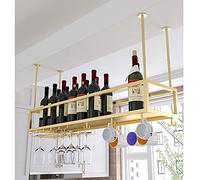NHYHEHMR Hanging Rack-Rack Metal Plafond Haut de Bouteille à vin Afficher l'étagère de Stockage de vin avec Porte-étalons Porte-Verre pour Armoire, Cuisine, Bar.