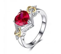 NHYHEHMR Heart Love Knot Red Ruby Ring For Women Gemstone Engagement Anneau de fiançailles