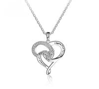 NHYHEHMR I Love You To The Moon And Back Heart Pendant Necklace With Cubic Zirconia Promise Jewelry Gift