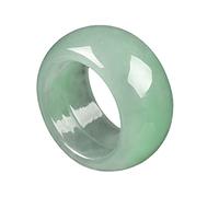 NHYHEHMR Jadeite naturel birmane vert clair et anneau d'anneau de jade à largeur à bords larges à bords larges à bords larges pour hommes et femmes (couleur: vert, taille: 21 mm)