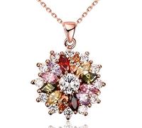 NHYHEHMR Jewelry Crystal Of Colored Zircon Pendant Round Flower Moon Round Necklace