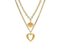 NHYHEHMR Jewelry New 2025 Arrival 316L Stainless Steel Detachable 2 In 1 Link Necklace For Women Luxury Color Uneven Folds Heart Pendant Neck With For You Accessories Trendy Creative Gift gift